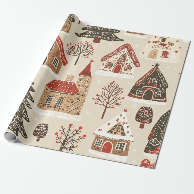 Papel De Regalo Patrón de Navidades de bosques de época (4) (Desenrollado)