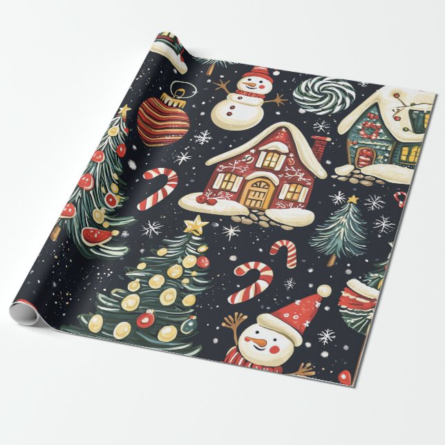 Papel De Regalo Patrón de Navidades de bosques de época (5) (Desenrollado)