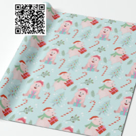 Papel De Regalo Patrón de Navidades de cerdos felices