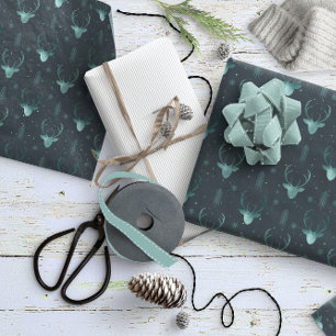 Papel De Regalo Patrón de Navidades de filas de anclajes de ciervo