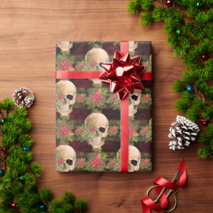 Papel De Regalo Patrón de Navidades de floral gótica y de poinsett