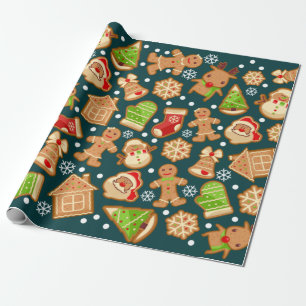 Papel De Regalo Patrón de Navidades de galletas de pan de jengibre