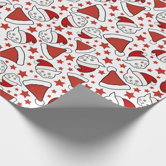 Papel De Regalo Patrón de Navidades de gatitos y sombreros (Esquina)