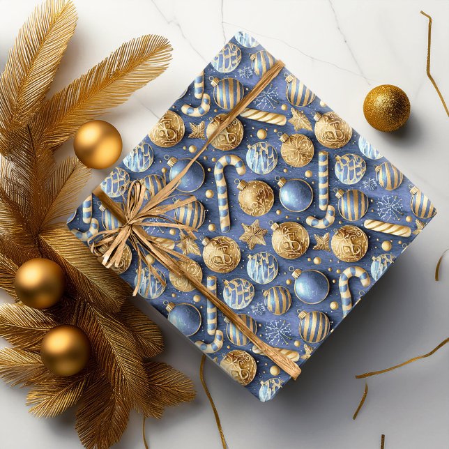 Papel De Regalo Patrón de Navidades de oro azul #12 ID1009 (Subido por el creador)