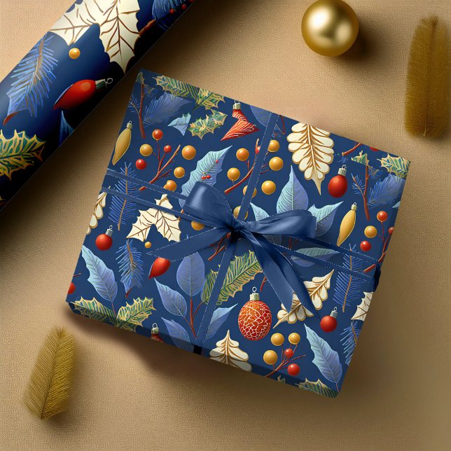 Papel De Regalo Patrón de Navidades de oro azul #18 ID1009 (Subido por el creador)
