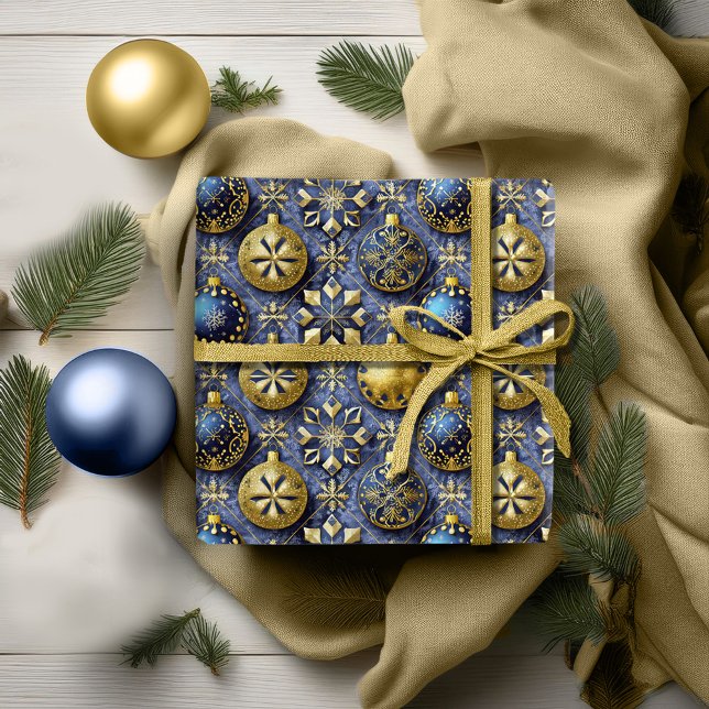 Papel De Regalo Patrón de Navidades de oro azul #20 ID1009 (Subido por el creador)