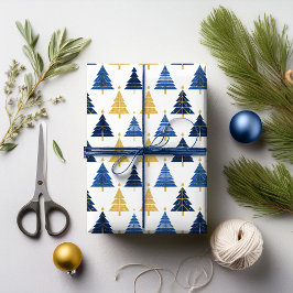 Papel De Regalo Patrón de Navidades de oro azul #24 ID1009