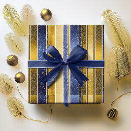 Papel De Regalo Patrón de Navidades de oro azul #27 ID1009