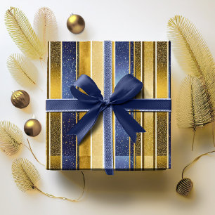 Papel De Regalo Patrón de Navidades de oro azul #27 ID1009