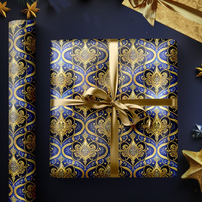 Papel De Regalo Patrón de Navidades de oro azul #30 ID1009 (Subido por el creador)