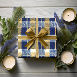 Papel De Regalo Patrón de Navidades de oro azul #7 ID1009