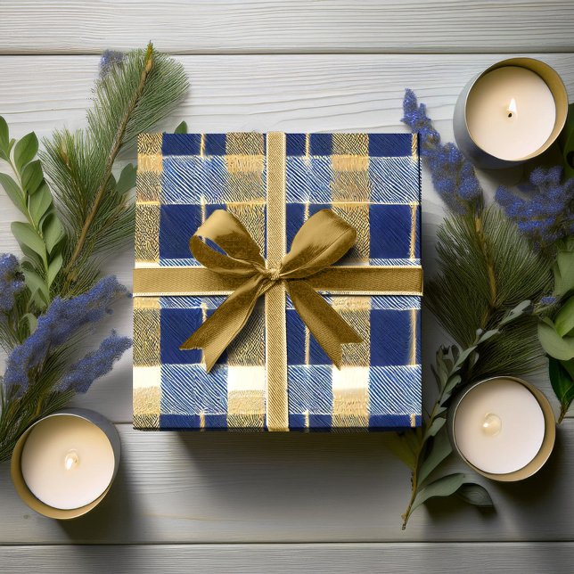 Papel De Regalo Patrón de Navidades de oro azul #7 ID1009 (Subido por el creador)