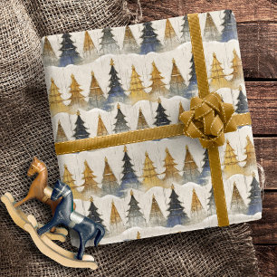 Papel De Regalo Patrón de Navidades de oro azul#9 ID1009