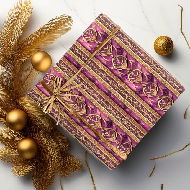 Papel De Regalo Patrón de Navidades de oro magenta#27 ID1009 (Subido por el creador)