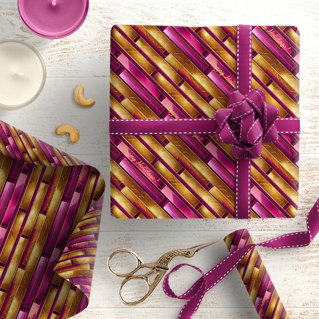 Papel De Regalo Patrón de Navidades de oro magenta#28 ID1009 (Subido por el creador)