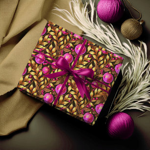 Papel De Regalo Patrón de Navidades de oro magenta#29 ID1009