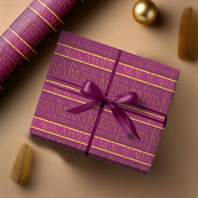 Papel De Regalo Patrón de Navidades de oro magenta#35b ID1009 (Subido por el creador)