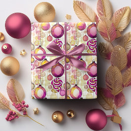 Papel De Regalo Patrón de Navidades de oro magenta#6 ID1009