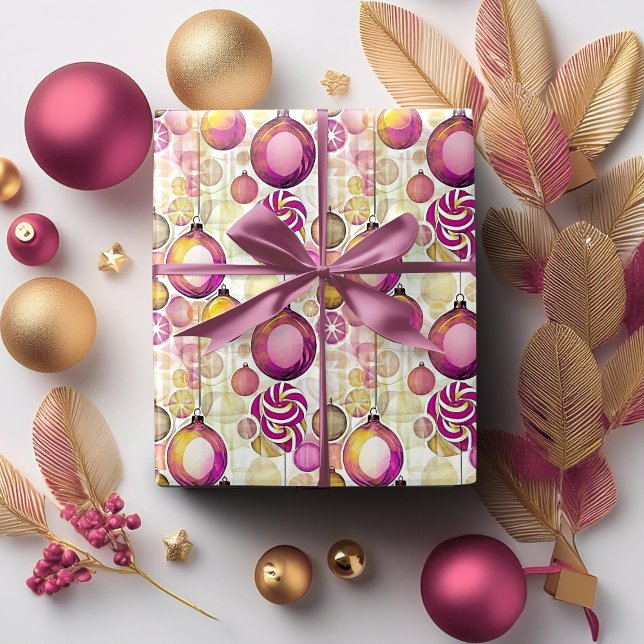 Papel De Regalo Patrón de Navidades de oro magenta#6 ID1009 (Subido por el creador)