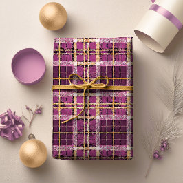 Papel De Regalo Patrón de Navidades de oro magenta#7 ID1009
