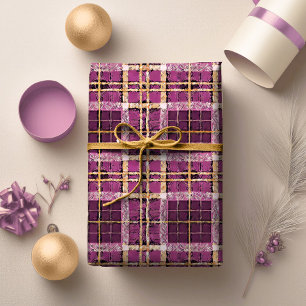 Papel De Regalo Patrón de Navidades de oro magenta#7 ID1009