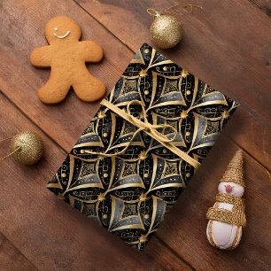 Papel De Regalo Patrón de Navidades de oro negro #15 ID1009