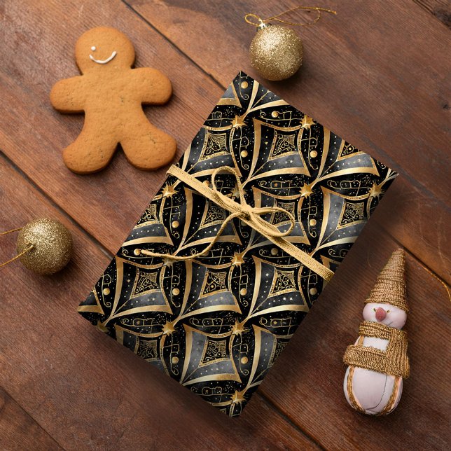 Papel De Regalo Patrón de Navidades de oro negro #15 ID1009 (Subido por el creador)