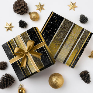 Papel De Regalo Patrón de Navidades de oro negro #27 ID1009