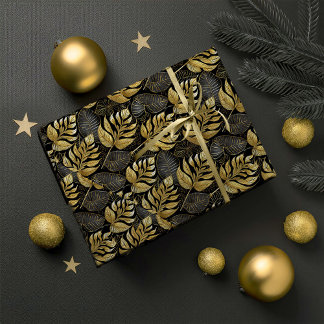 Papel De Regalo Patrón de Navidades de oro negro #29 ID1009