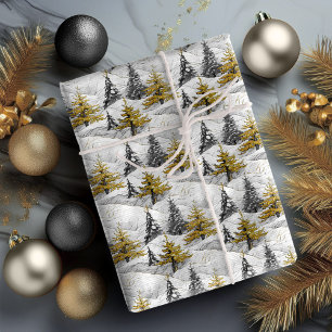 Papel De Regalo Patrón de Navidades de oro negro #4 ID1009