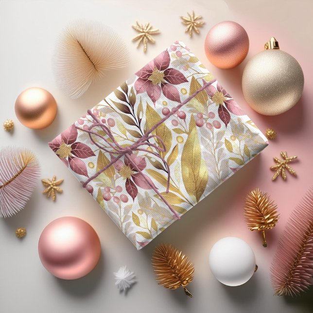 Papel De Regalo Patrón de Navidades de oro rosado #21 ID1009 (Subido por el creador)
