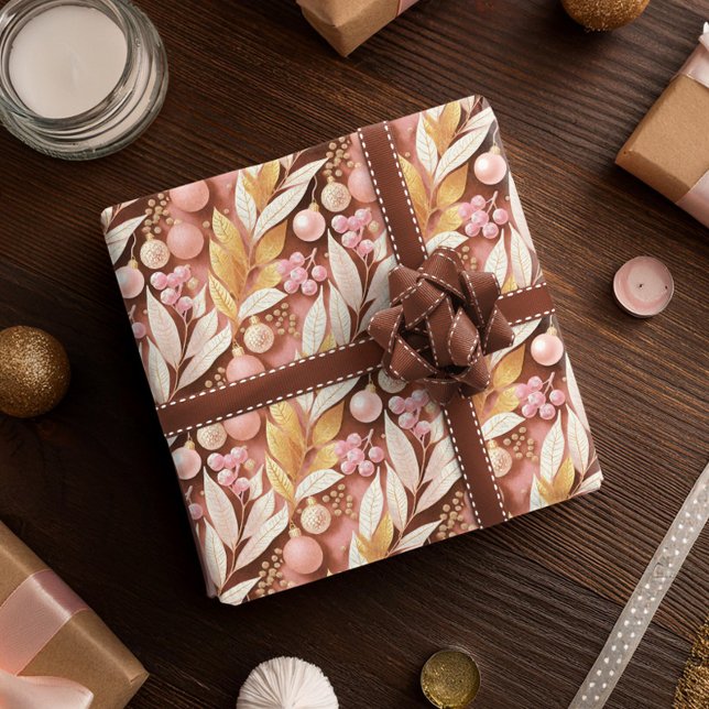 Papel De Regalo Patrón de Navidades de oro rosado #22 ID1009 (Subido por el creador)