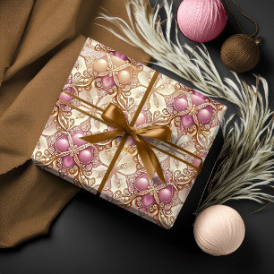 Papel De Regalo Patrón de Navidades de oro rosado Nº 4 ID1009