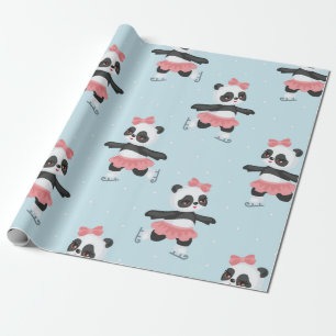 Papel De Regalo Patrón de Navidades de Pandas Feliz