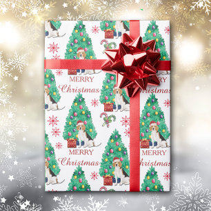 Papel De Regalo Patrón de Navidades de perro Beagle