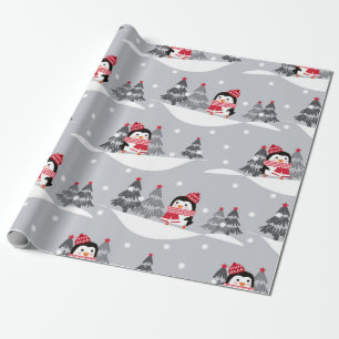 Papel De Regalo Patrón de Navidades de pingüino