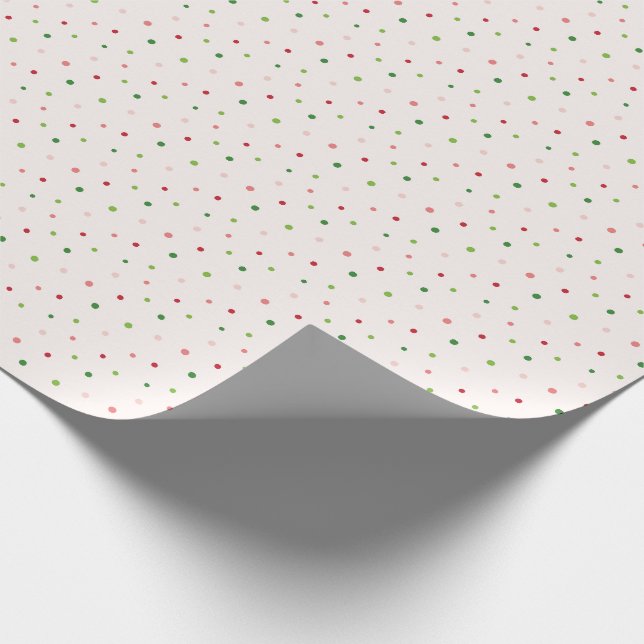 Papel De Regalo Patrón de Navidades de puntos de polka rojos, rosa (Esquina)