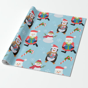 Papel De Regalo Patrón de Navidades de Santa/Pingüino/Snowman