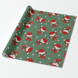 Papel De Regalo Patrón de Navidades de Santa Pug