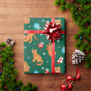 Papel De Regalo Patrón de Navidades de tigres de bebé