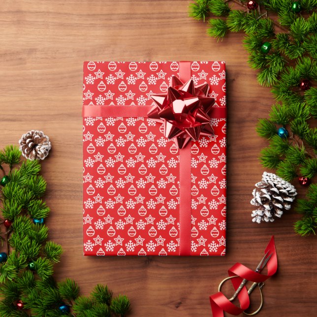 Papel De Regalo Patrón de Navidades elegantes en rojo (Regalo de vacaciones)