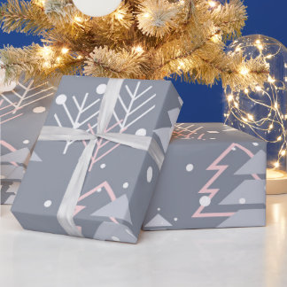 Papel De Regalo Patrón de Navidades elegantes y grises minimalista