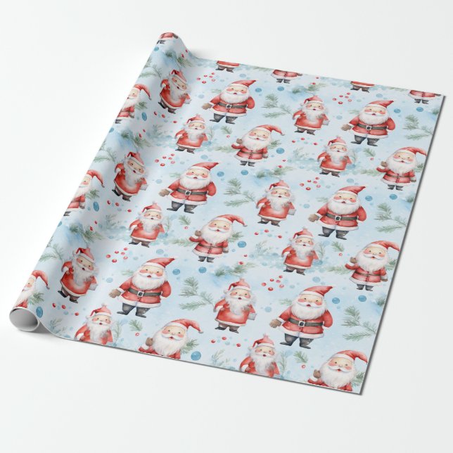 Papel De Regalo Patrón de Navidades festivos de Santa Claus (Desenrollado)