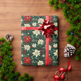 Papel De Regalo Patrón de Navidades florales