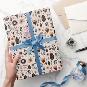 Papel De Regalo Patrón de Navidades folclóricos baratos escandinav