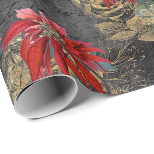 Papel De Regalo Patrón de Navidades góticos florales (Esquina del rollo)