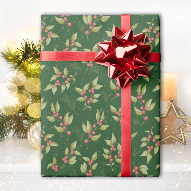 Papel De Regalo Patrón de Navidades Mistletoe en verde (Subido por el creador)