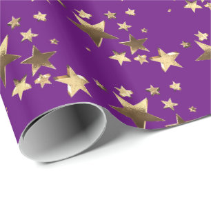 Papel De Regalo Patrón de Navidades morados de Faux Gold Agregar