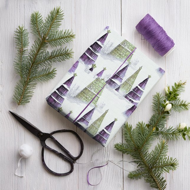 Papel De Regalo Patrón de Navidades morados verdes#8 ID1009 (Subido por el creador)