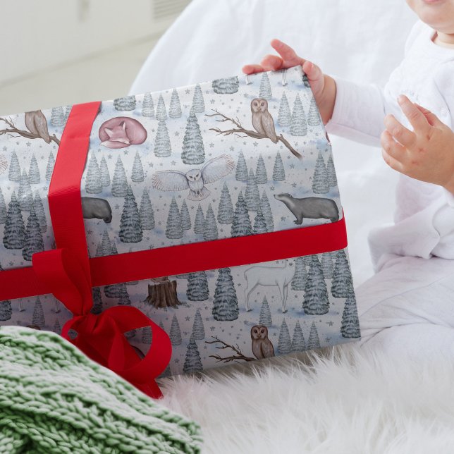 Papel De Regalo Patrón de Navidades Naturales de Animales Forestal (Subido por el creador)